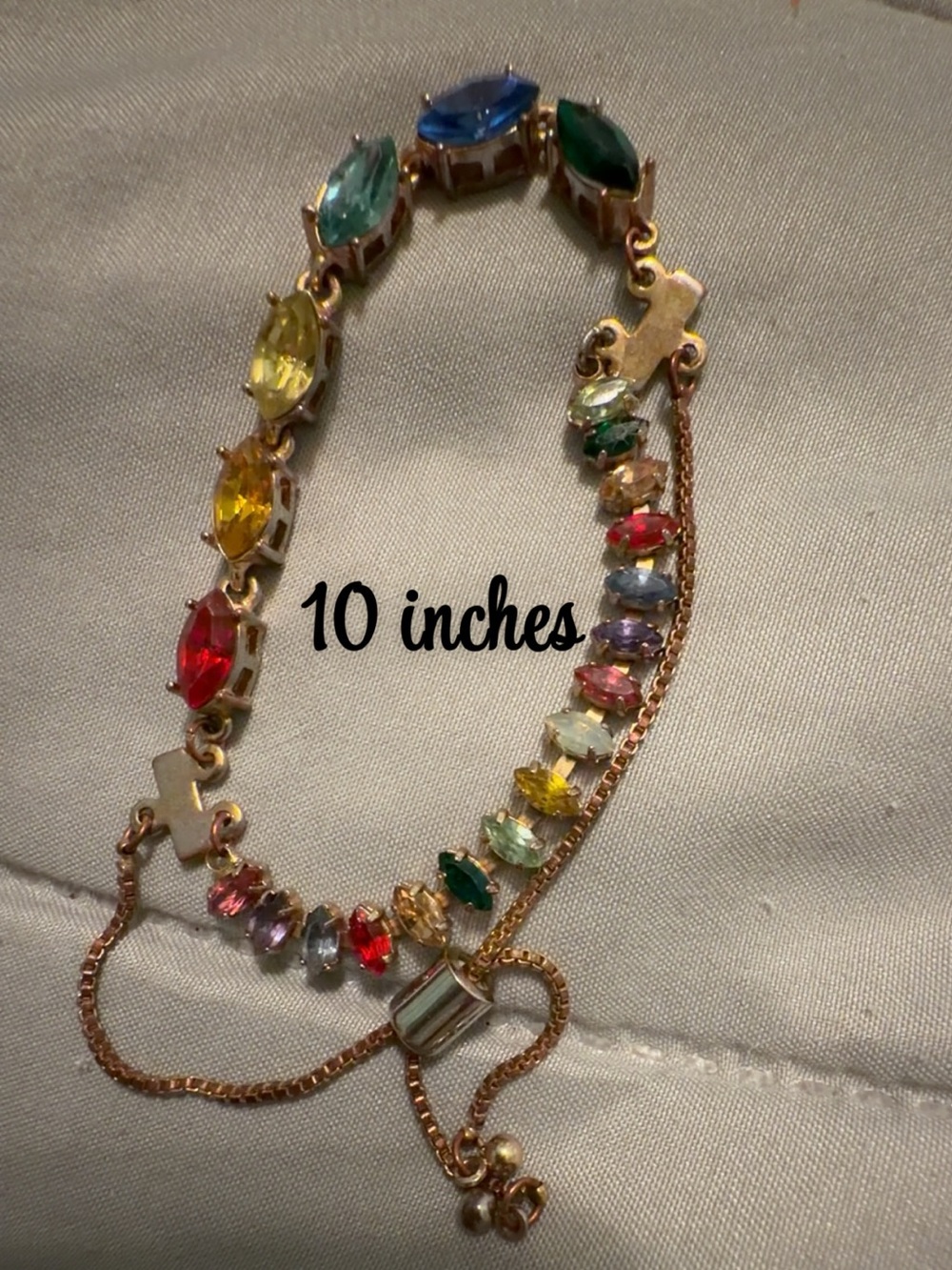 Multicolored Crystal Tennis Bracelet - Gold Tone